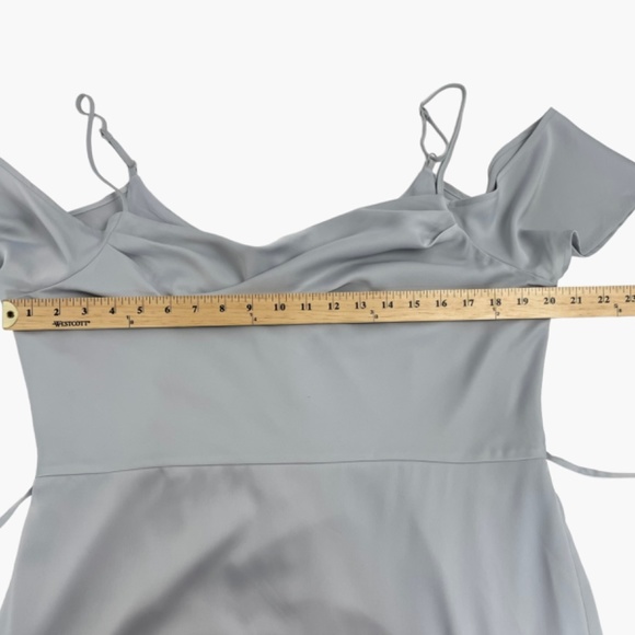OASIS Silver Gray Cold Shoulder Slip Maxi Tiered Dress - Picture 4 of 7